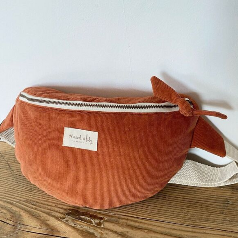 Sac banane adulte - velours rouille