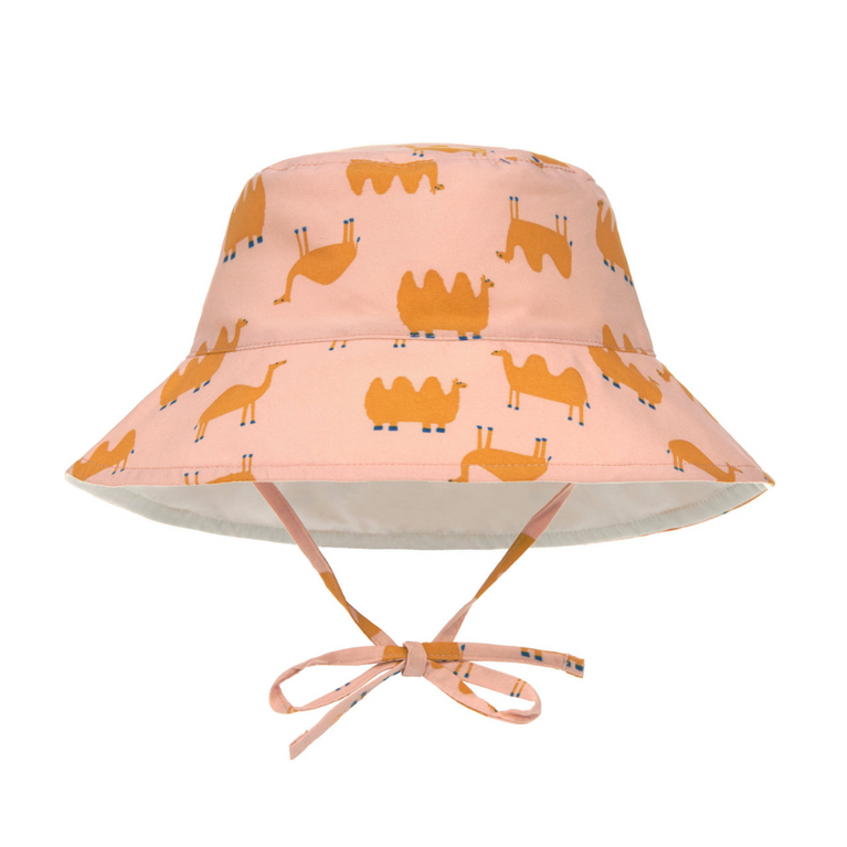 Chapeau anti-UV réversible enfants - Chameau, rose