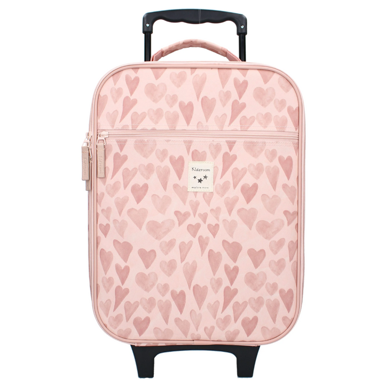 Valise à roulettes enfant – Cœurs rose