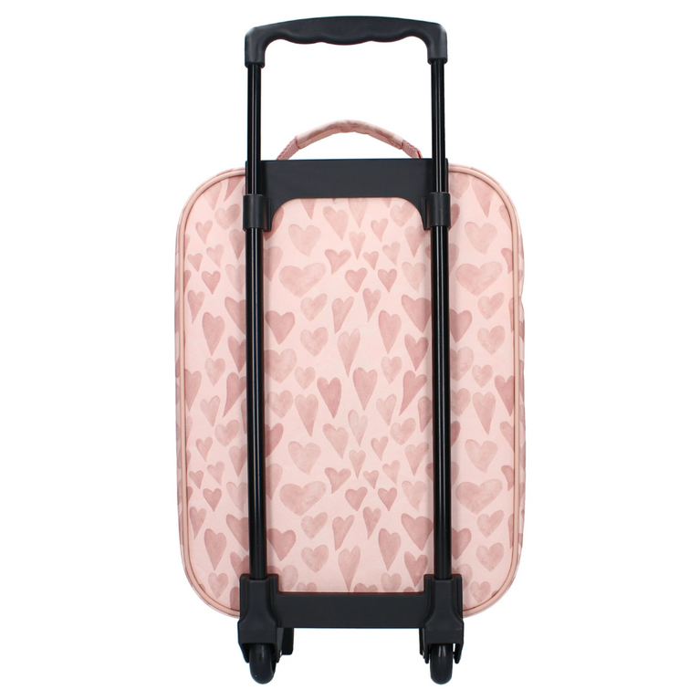 Valise à roulettes enfant – Cœurs rose