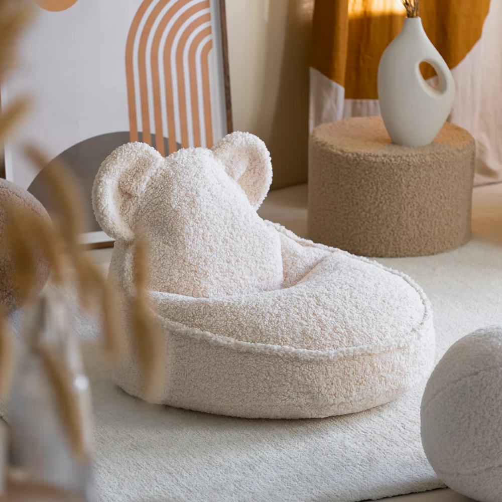 Pouf ours enfant - blanc crème