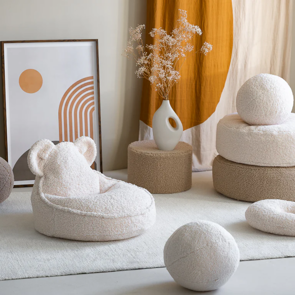 Pouf ours enfant - blanc crème