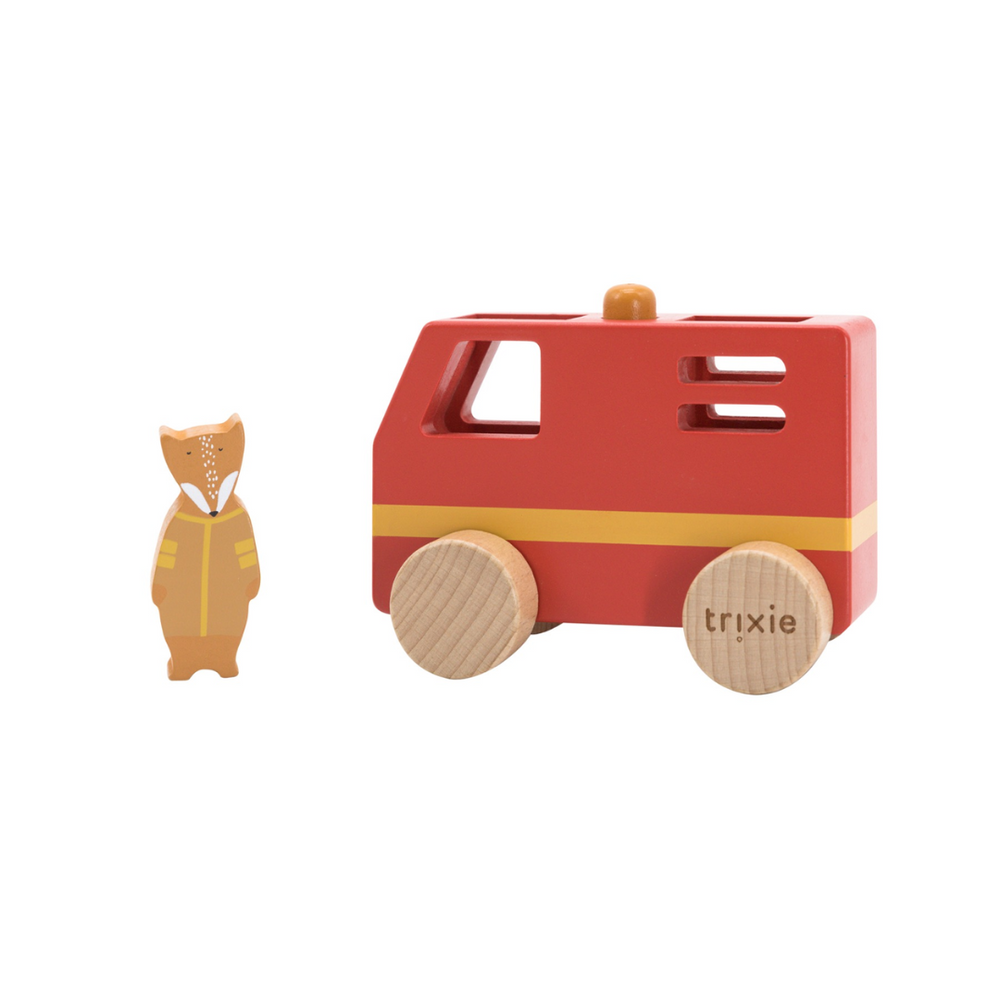 Petit camion de pompier en bois - Animaux