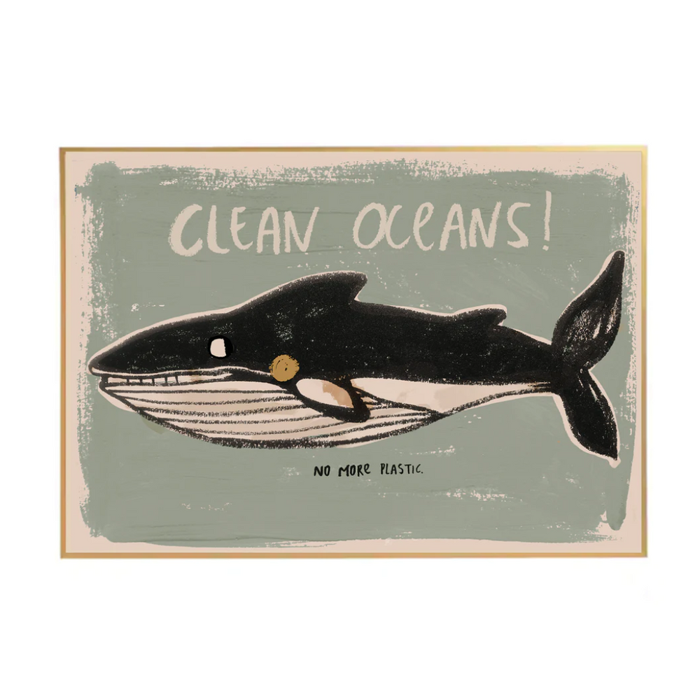 Affiche baleine  "clean océans"