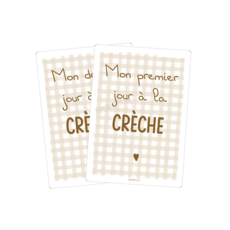 Carte duo souvenirs de crèche « Vichy »