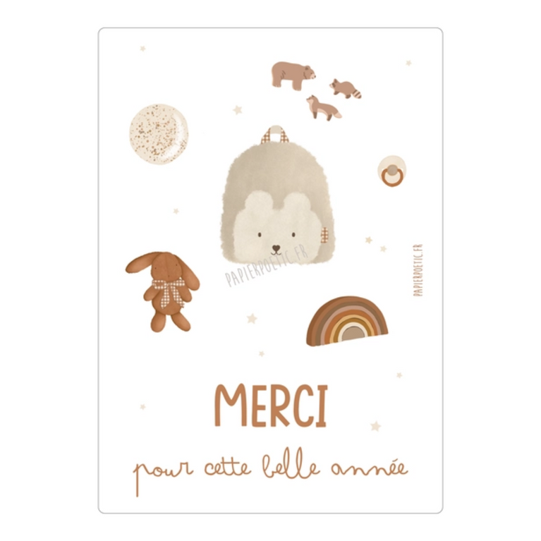 Carte école « Merci » Bambin