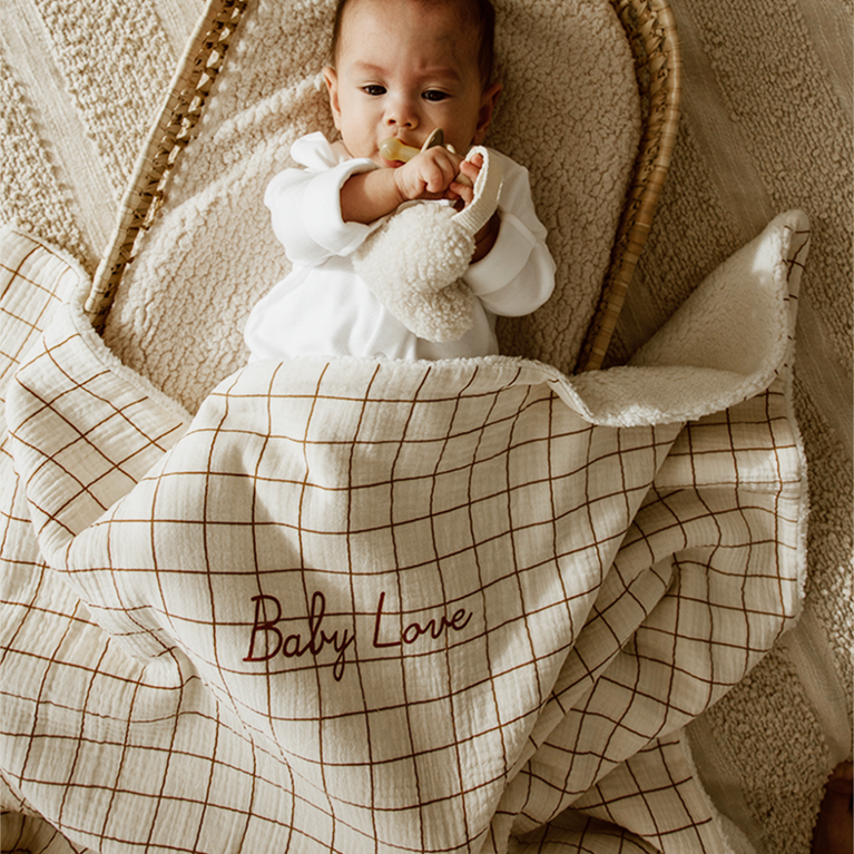 Couverture pilou gaze grands carreaux - Baby  Love