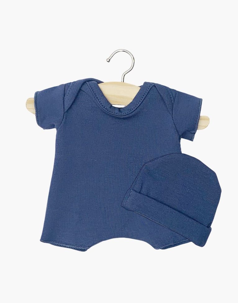 Babies – Ensemble Body shorty / Bonnet en jersey bleu navy