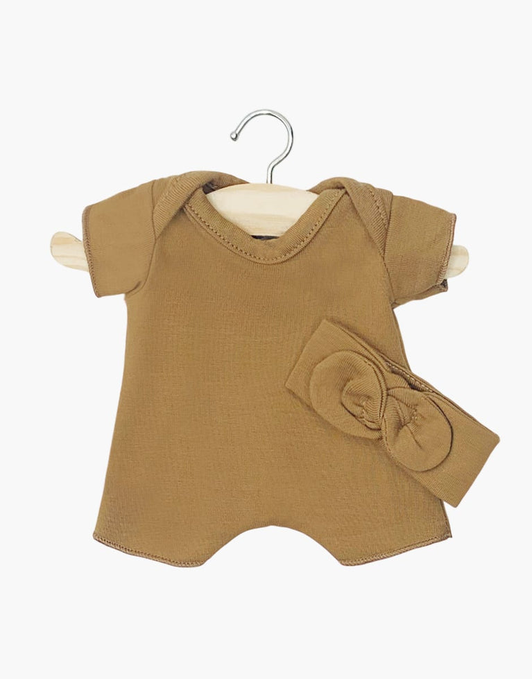 Babies – Ensemble Body shorty / Headband en jersey havane